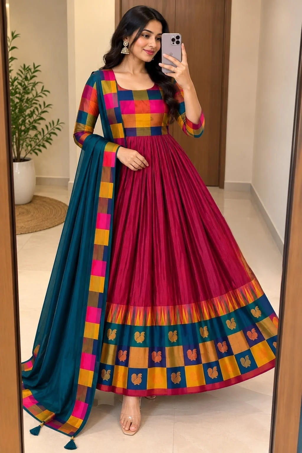 Cotton Spun Silk Anarkali